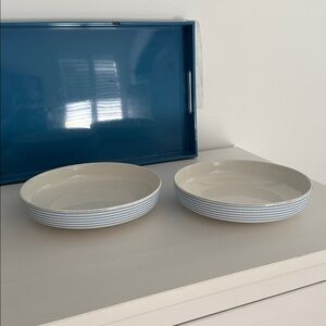 Kate Spade New York Lenox Laurel Street Blue and White Pasta Bowls (2)